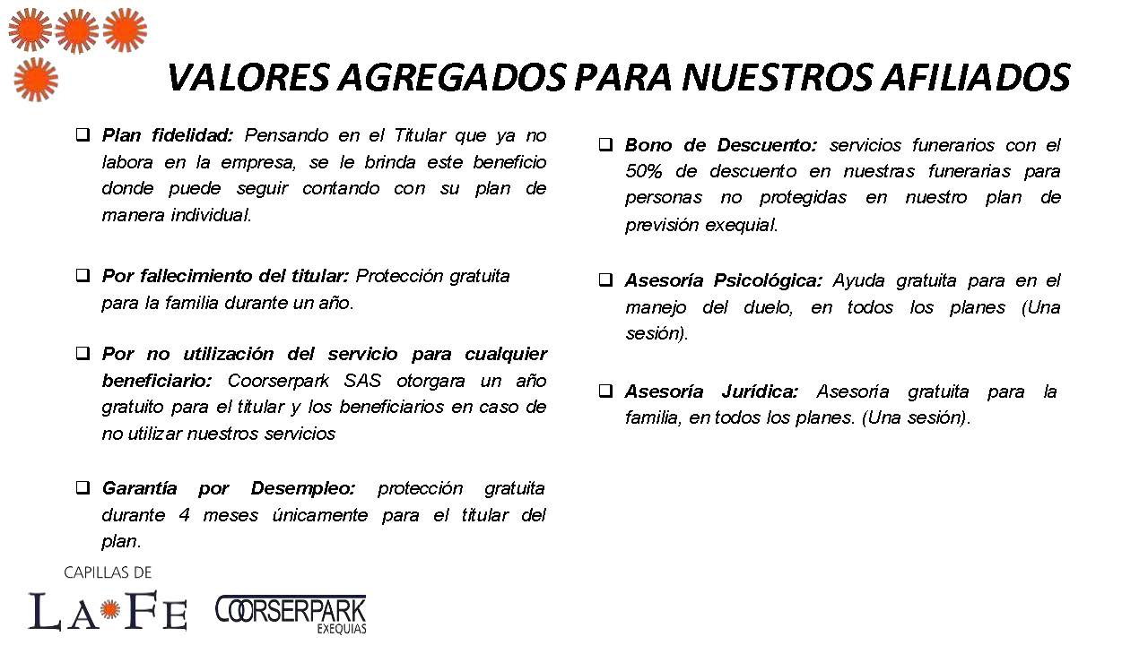 CAPILLAS DE LA FE . COORSERPARK EXQUIAS Página 3